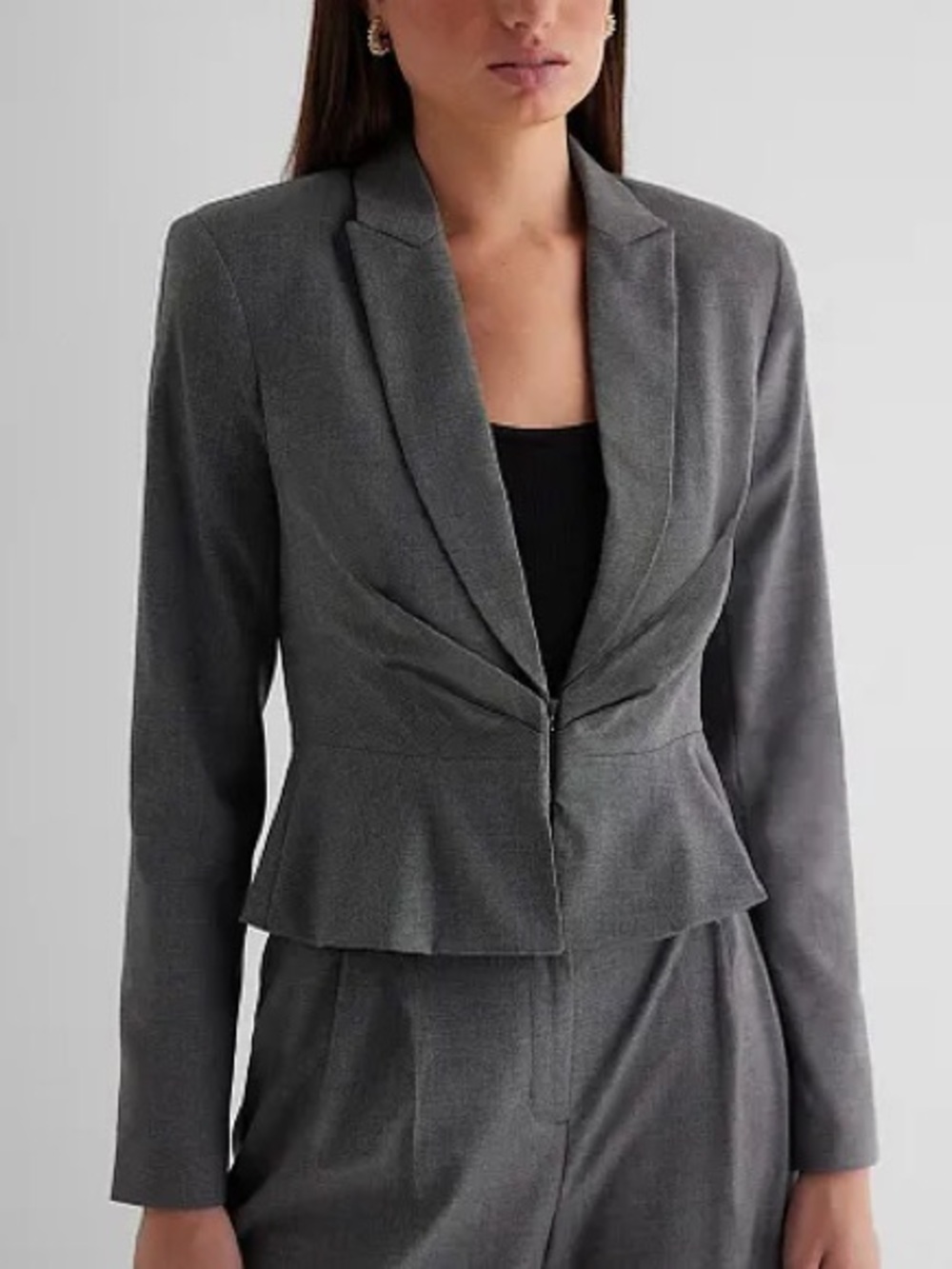 Express Women’s Gray Size 4 Small Cinched Waist Tailored Peplum Office Blazer